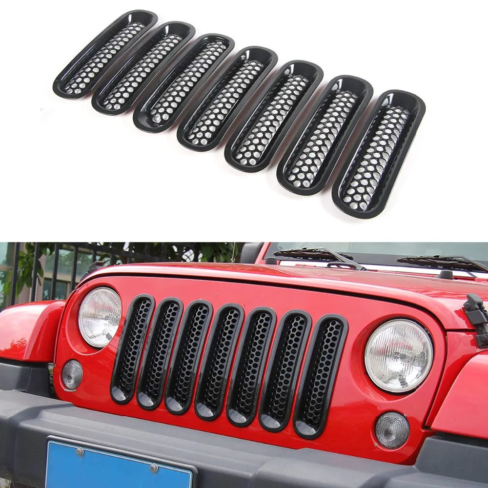 

Black Front Grill Guard Mesh Grille Metal Cover Protector Insert For Jeep Wrangler 2007-2017 Accessories Rubicon Sahara Jk