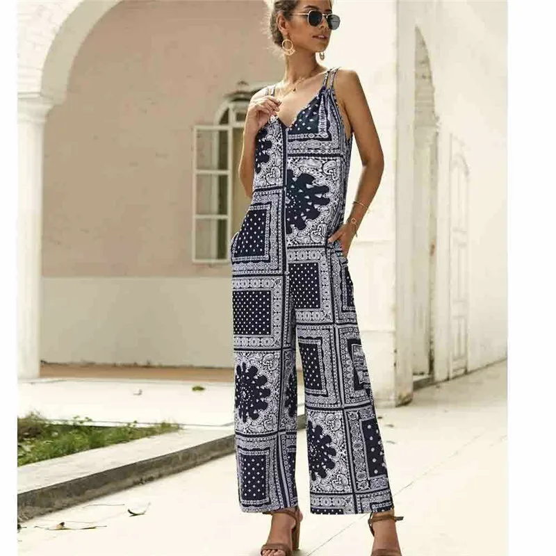 

Ladies Women Flower Summer Jumpsuit Sleeveless Clubwear Wide Leg Pant Outfits