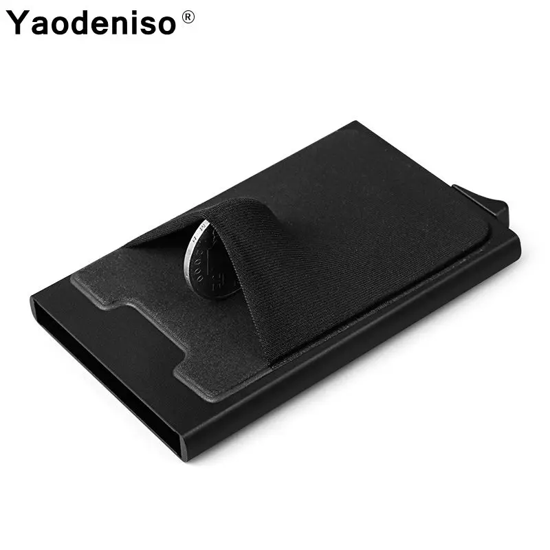 

Men Aluminum Wallet With Back Pocket ID Card Holder RFID Blocking Mini Slim Metal Wallet Automatic Pop up Credit Card Coin Purse