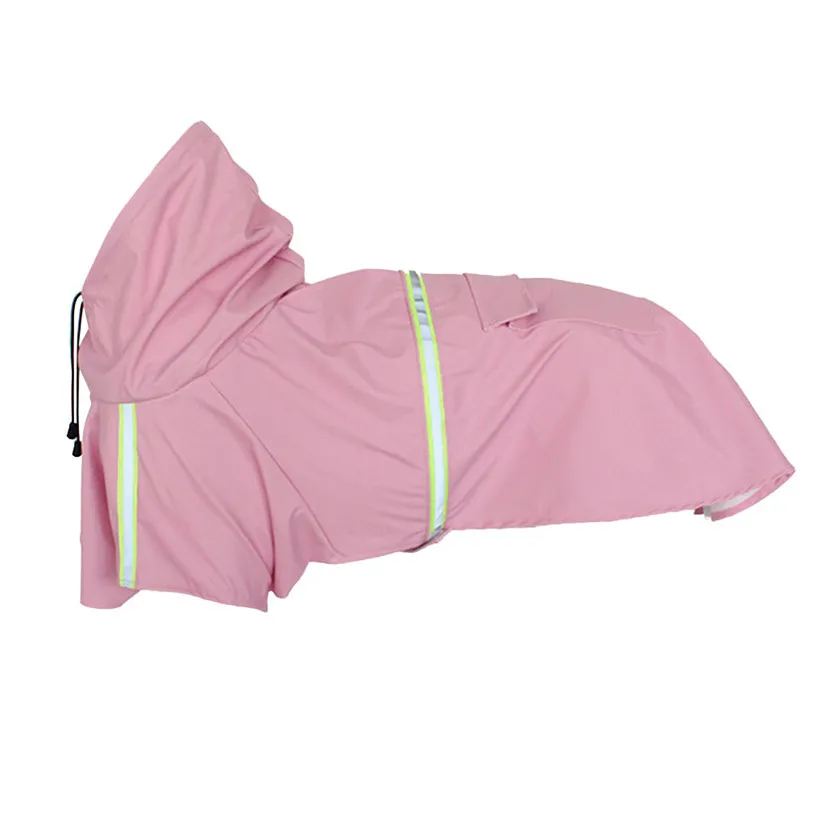 S-5XL дождевик из искусственной кожи для собак, светоотражающий дождевик для собак, водонепроницаемый плащ с капюшоном, куртка, летняя одежда для собак, Прямая поставка 40AT15 - Цвет: Розовый