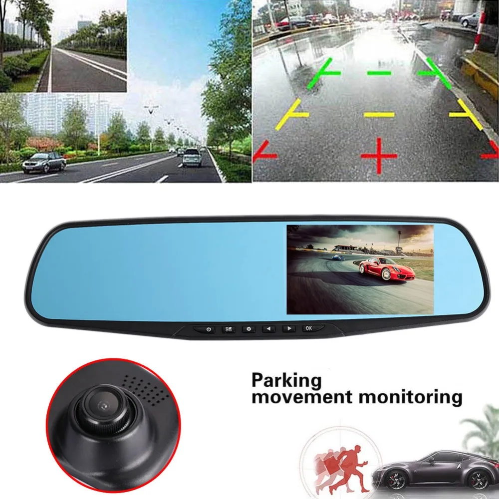 Goedkoop Dvr dash camera dash cam auto dvr spiegel dual lens achteruitrijcamera achteruitkijkspiegel dashcam auto recorder video full hd voor en achter