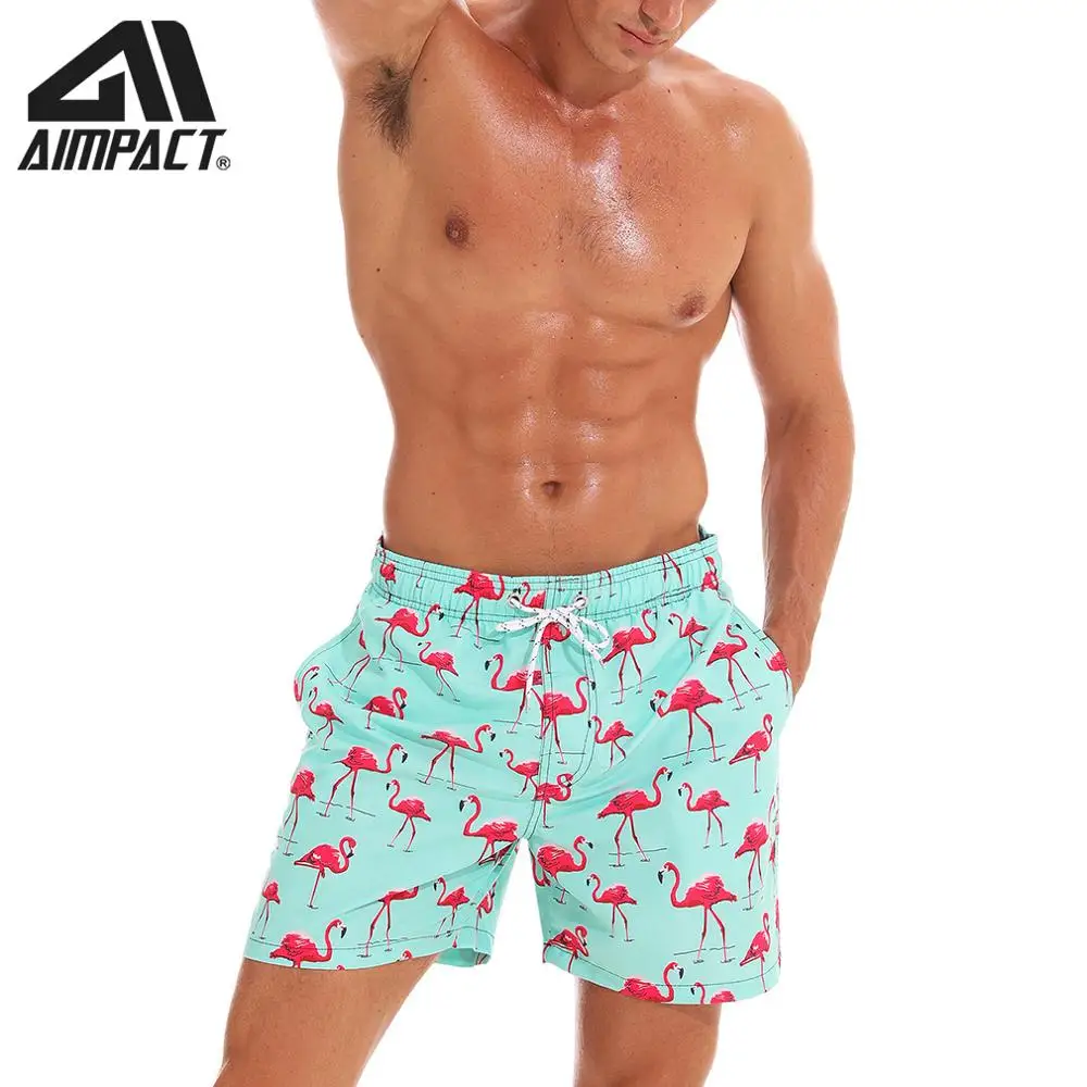 AIMPACT Men's Swimsuit Board Shorts Swimming Trunks for Men Beachwear Green Flamingo Sexy Swimwear with Mesh Lining AM2197 AIMPACT Men's Swimsuit Board Shorts Swimming Trunks for Men Beachwear Green Flamingo Sexy Swimwear with Mesh Lining AM2197