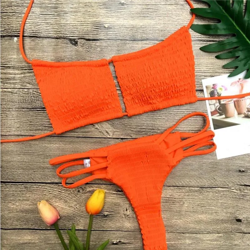 

swimsuit female for women's string bikini 2019 ruffle bikini bondage swimming suit high waisted swimwear mini micro sexy bikini