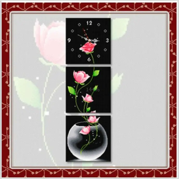 

Embroidery Package High Quality Fragrance Spring Flower Cross Stitch Kits 3 Pieces