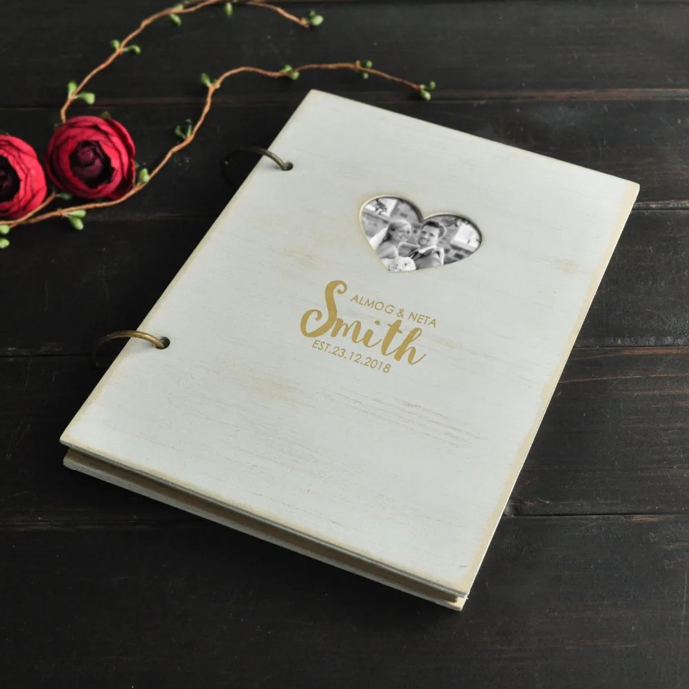 

Personalized Wood Wedding Book Photo Wedding Guest Book Photo Guestbook Calligraphy Guest book Custom Wedding Album