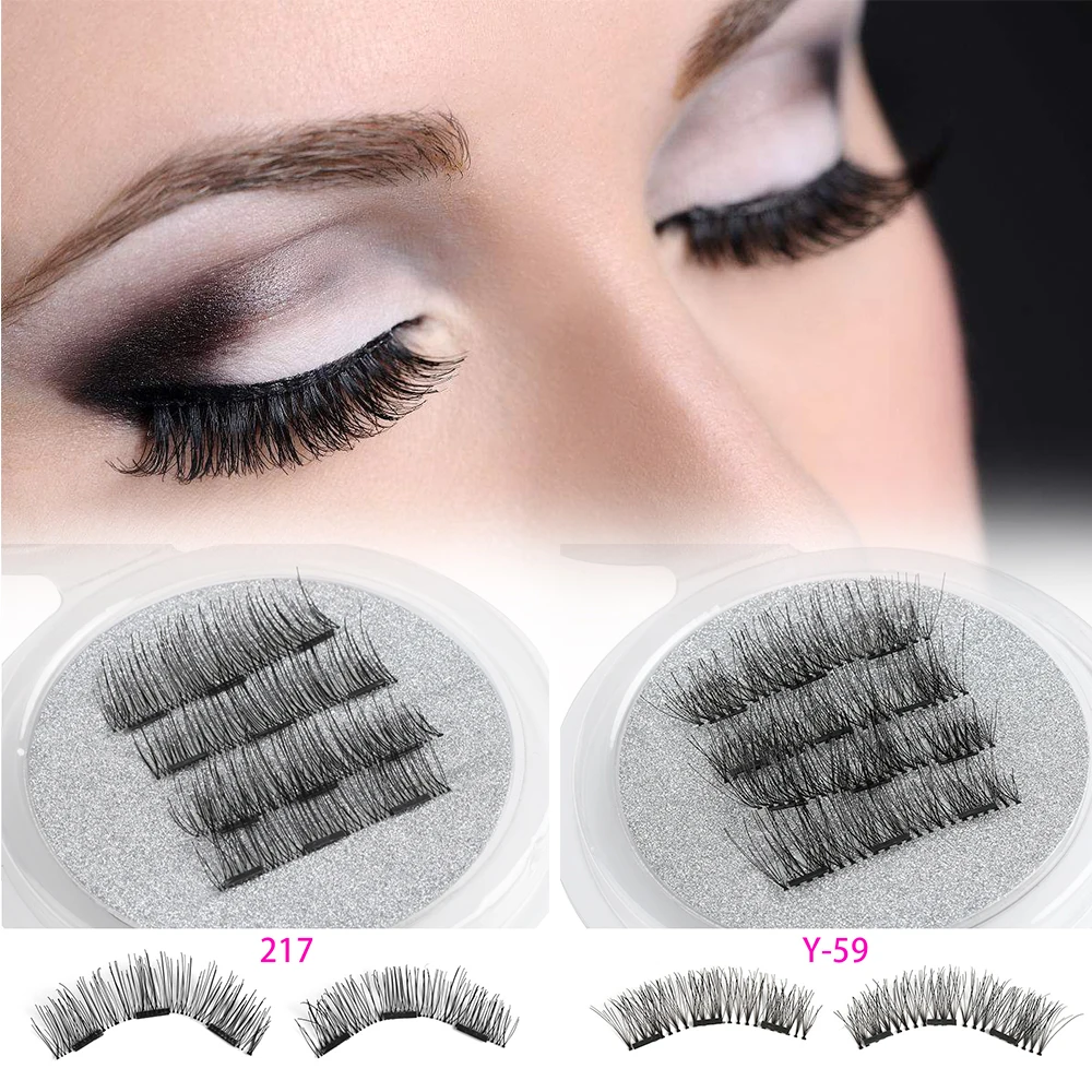 

Handmade 4 Pcs Full Coverage Triple Magnetic False Eyelashes Soft Cross Long Makeup Tools Magnet Eye Lashes Makeup Accessories