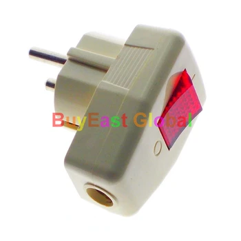 

(5 PCS) Schuko German EU Korea Type F Rewireable Power Plug AC100~250V 16A With Light Indicator Main Switch