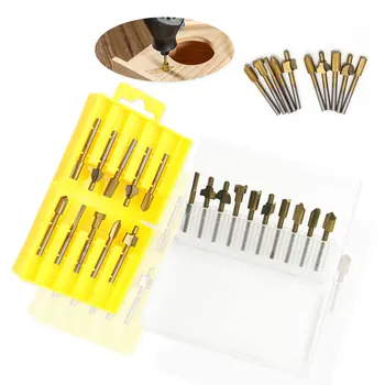 

10pcs Router Bit Wood Cutter Milling Fits Dremel Rotary Tool Set 3.175mm Shank Engraving Machine Knife Sharpening Slot With Box