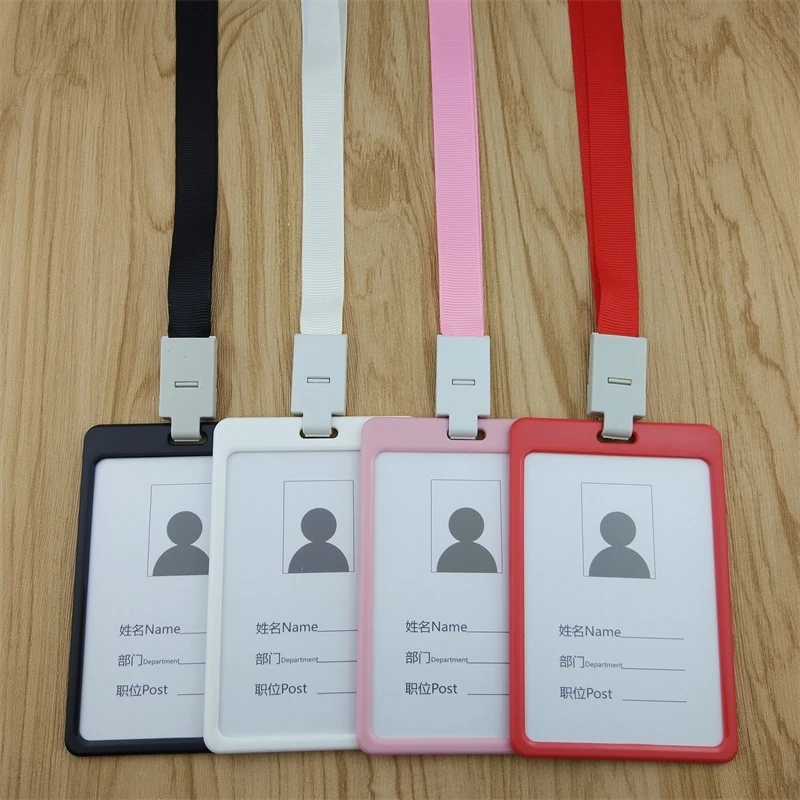 

BINXUE Tuba Employee ID card Cover card,ID Holder identification tag staff badge 1.5CM wide Lanyard Plastic buckle bag