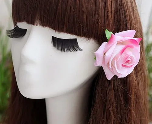 24 шт./партия высококачественная искусственная бархатная Роза цветок брошь заколки для волос Свадебная вечеринка женская цветочная Вуалетка для волос - Окраска металла: pink