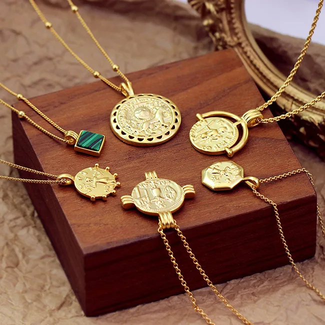 

New copper gold coin necklace European and American style Asian clavicle coin coin chain