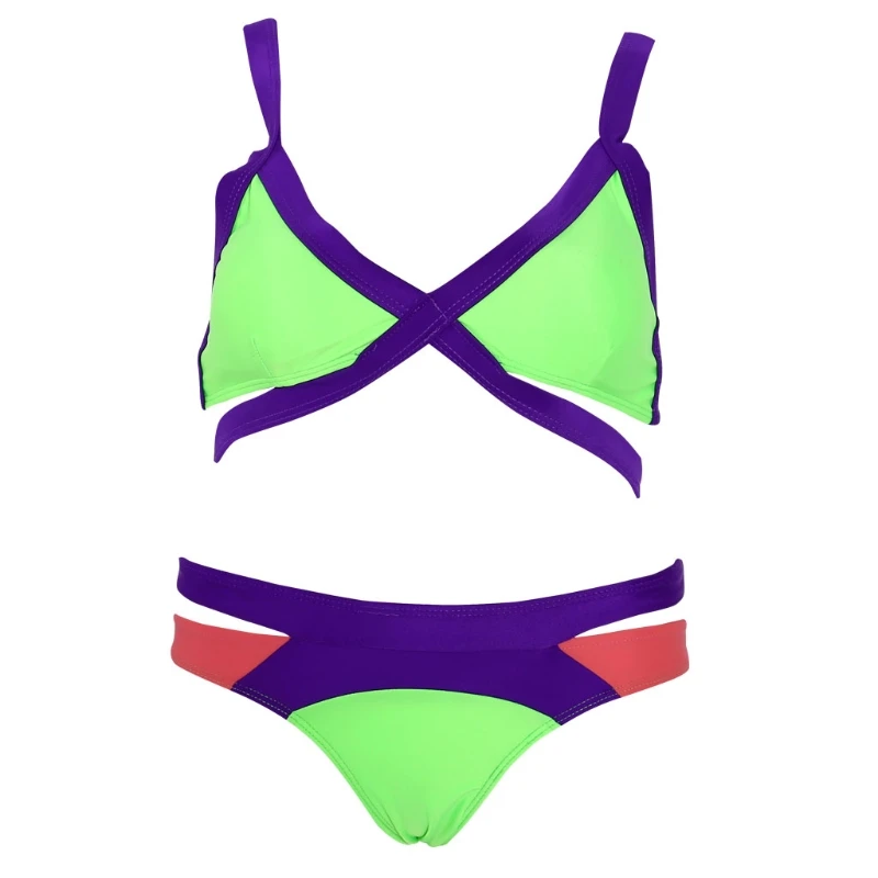 

Colorful Bandage Swimsuit Bathing Suit Bikini Set Push Up Strap Bra Swimwear