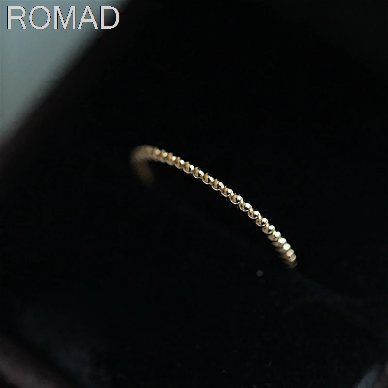 

2019 New Gold Color Beaded Classic Design Delicate Stack Rings Simple Stack Stackable Eternity Band Rings Bijoux Femme