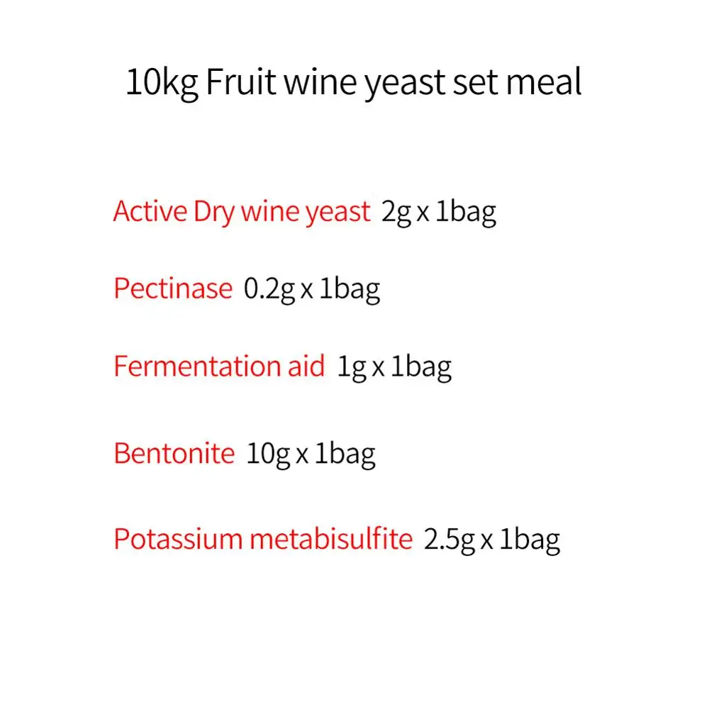 50 кг ингредиенты красного вина упаковка для виноделия Таннин ферментация вспомогательный дубовый пектин Фермент мыло Фруктовое вино Mead дрожжи - Цвет: 10kg Fruit wine