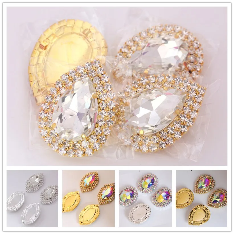 

1pcs/lot Teardrop Crystal Glass Sew On Rhinestone Applique Accessory Navette Sew On Corsage Leaf Sew On For Wedding B3483