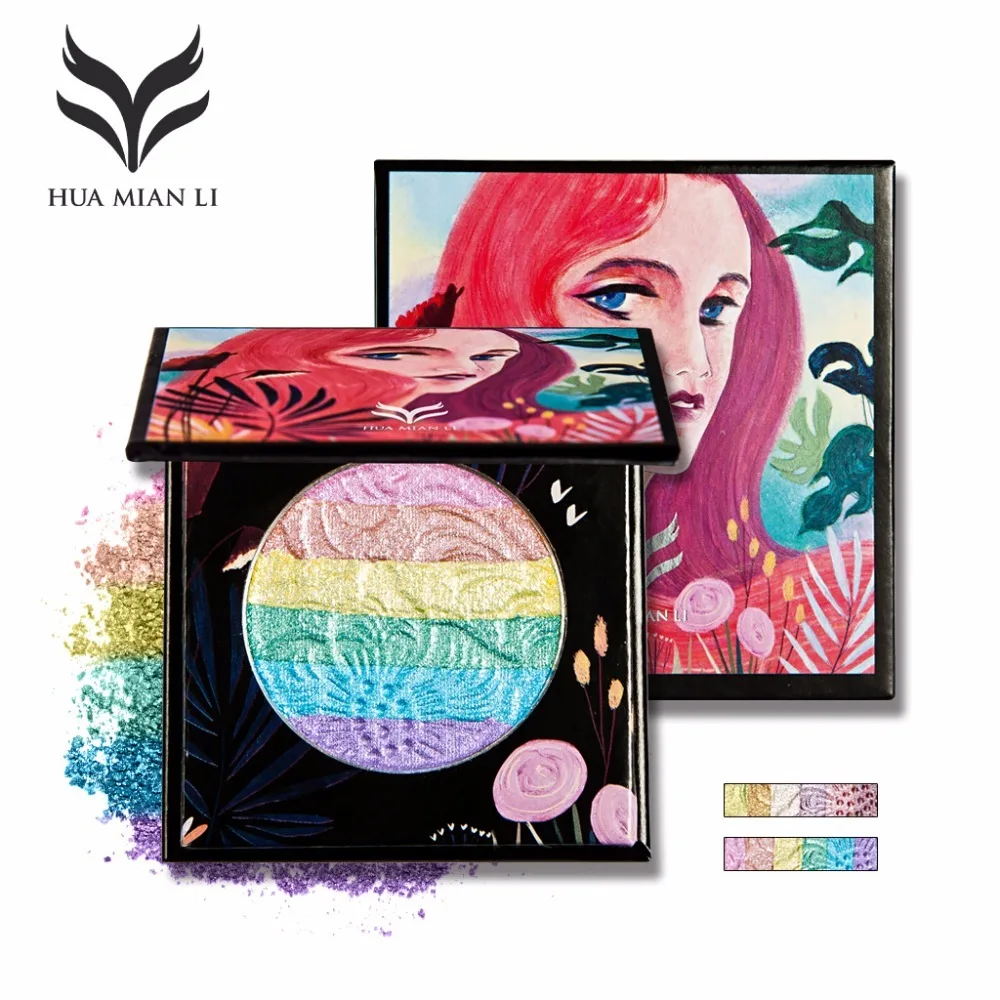 

HUAMIANLI Eyeshadow Palette Rainbow Highlighter Blusher face pressed powder Shimmer Color MakeUp Beauty Cosmetic YY001 $