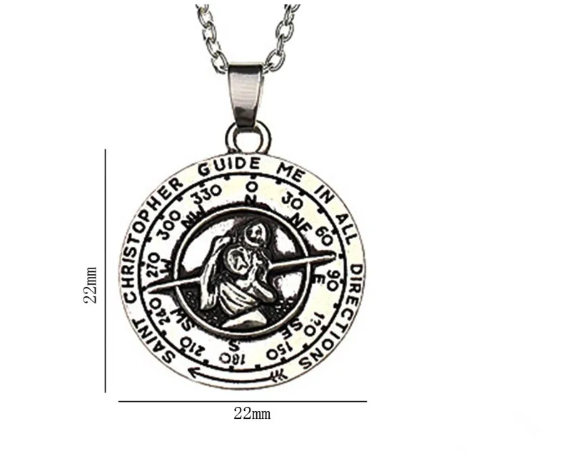 Дизайн St Christopher Saint монет Цепочки и ожерелья руководство мне во всех направлениях путешественников Компасы кулон Цепочки и ожерелья
