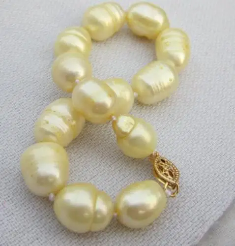 

7.5-8 INCH 11-13MM NATURAL SOUTH SEA GOLDEN PEARL BRACELET 14k/20 gold