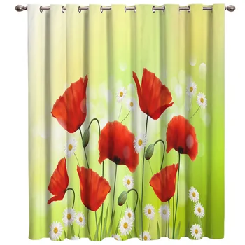 

Spring Flower Pattern Room Curtains Large Window Bathroom Decor Indoor Kids Window Treatment Hardware Sets Curtain Panels