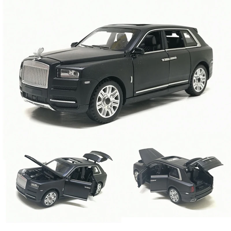 1:32 шкала Rolls Royce Cullinan литая под давлением металлическая модель автомобиля звуковой светильник оттягивающий назад внедорожник 7 дверей можно открыть для детских игрушек