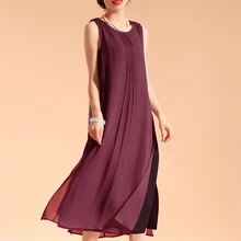 EaseHut Plus Size Summer Sundress for Women Vintage Sleeveless Baggy Cotton Linen Dresses