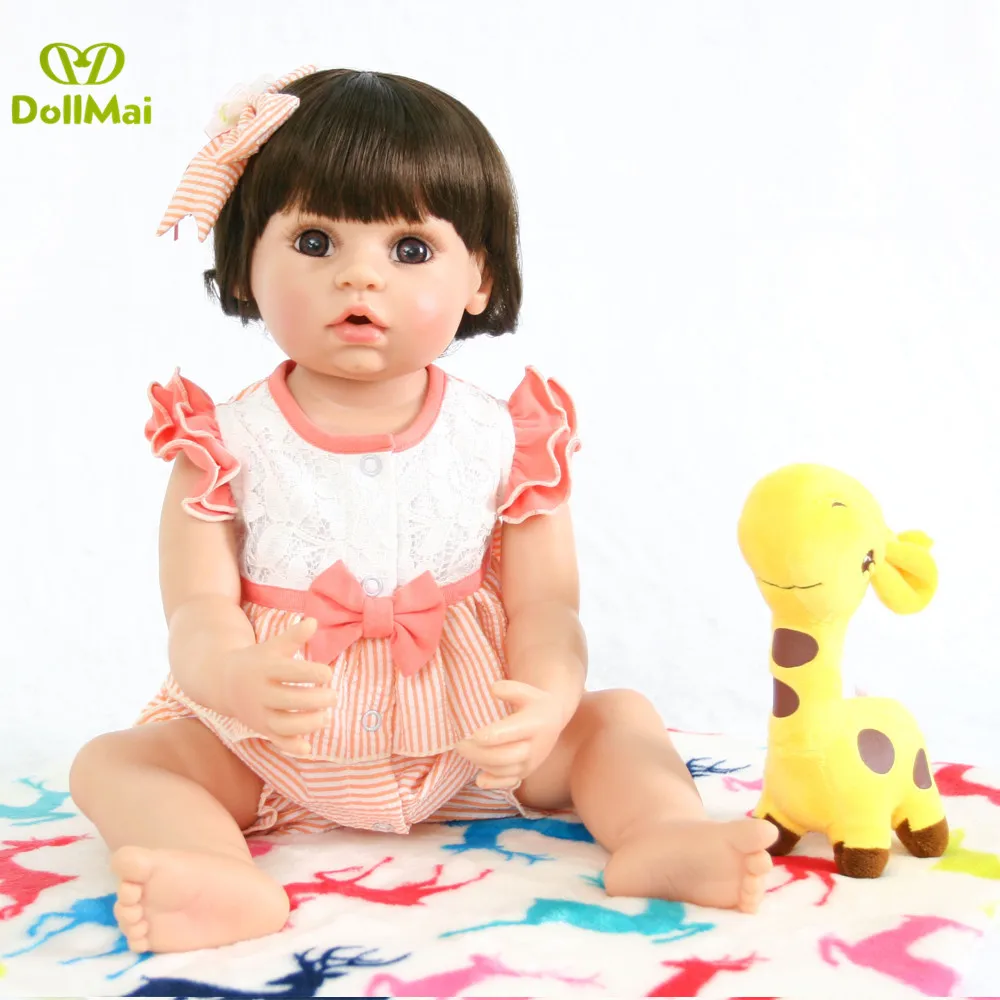 Модная 22 дюймовая Кукла Reborn Baby Girl полностью силиконовая виниловая кукла bebes