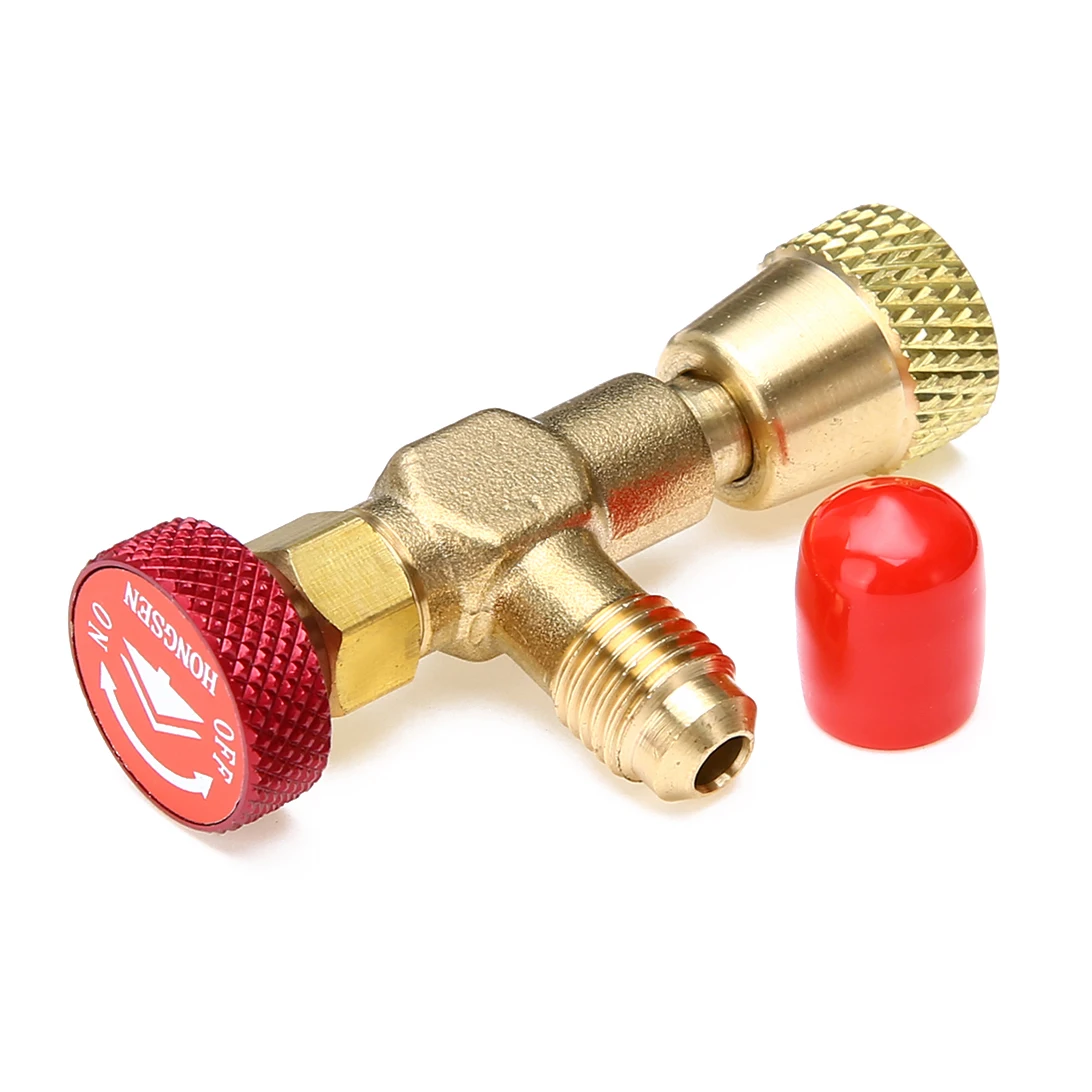 Refrigerant Valve, Liquid Safety Valve For R410a R22 Air Conditioning Refrigerant,1/4 "Safety Adapter Refrigerant Charging Valve--2pcs