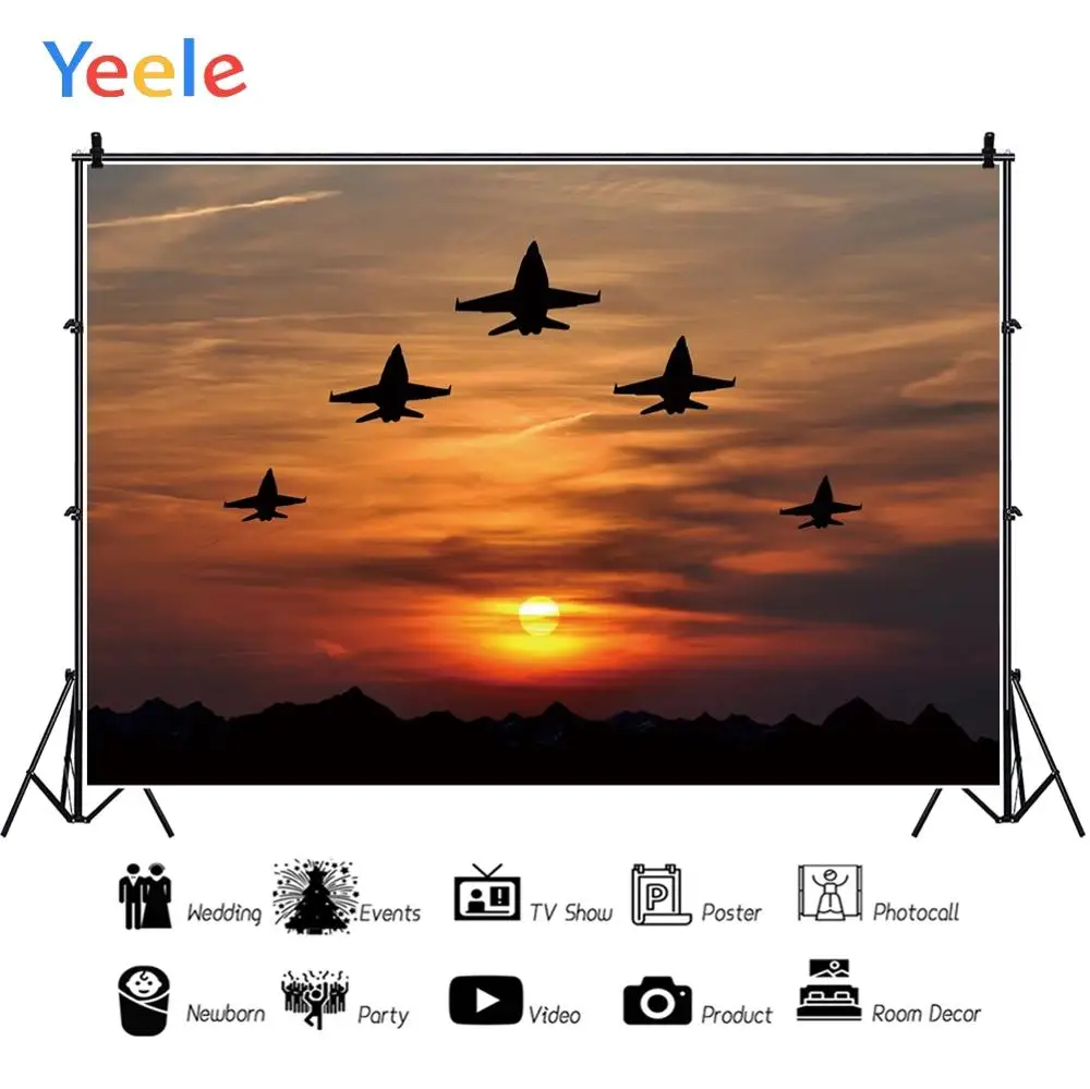 

Yeele Photography Backdrops Air show Sunset Aircraft Scenery Wallpapers Of Photographic Backgrounds cloth For the Photo Studio