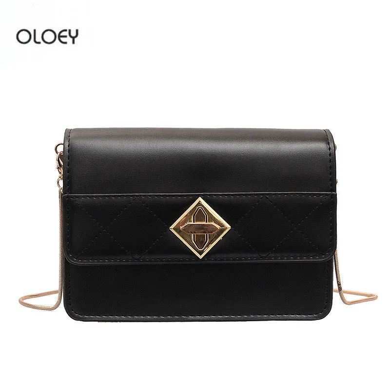 

OLOEY New women's Messenger bag Fashion stitching embroidery thread small square bag Simple wild shoulder bag