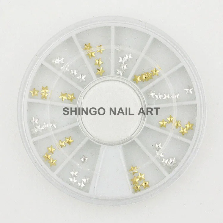 60pcs/wheel 3D New Arrival Charm Nail Art Decoration Studs Japanese Rivet Style Gold Alloy Star Anise Design Supplies | Красота и