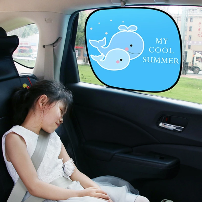 2Pcs Cute Cartoon Car Styling Curtain Anti Universal Car Window Baby Sun Shades With 2 high quality suction cups 10166