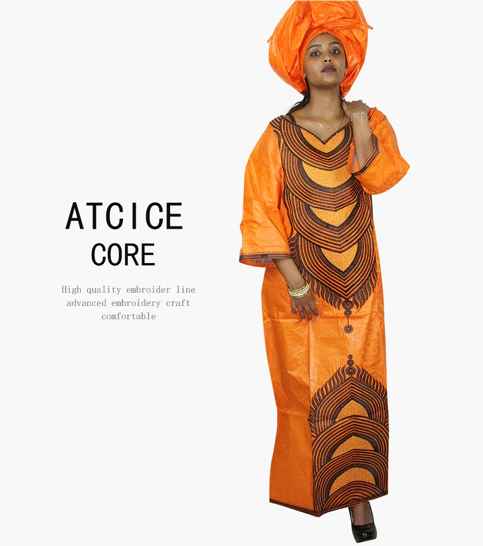 Комплект из обуви в африканском стиле платья для женщин в африканском стиле Базен Вышивка платья Длинные платья для женщин с шарфом два предмета одного комплекта A160