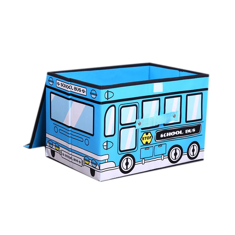 

New Non-woven Cartoon Car Design Storage Box Large-capacity Toy Organizer Box Wardrobe Closet Dust Poof Organizer Box for Cloths