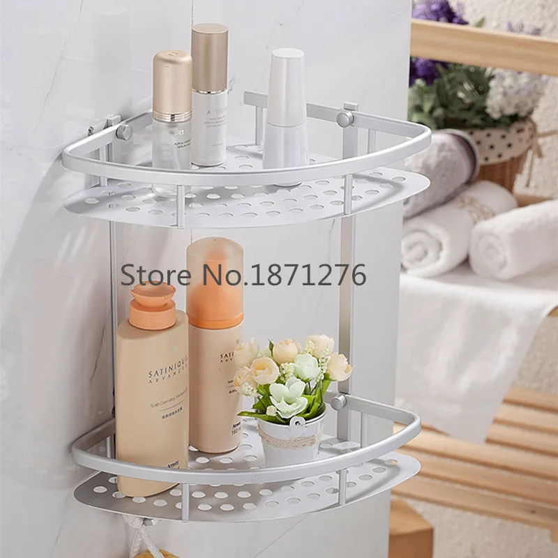Настенная Двухуровневая алюминиевая полка для ванной комнаты|aluminum bathroom shelf|bathroom