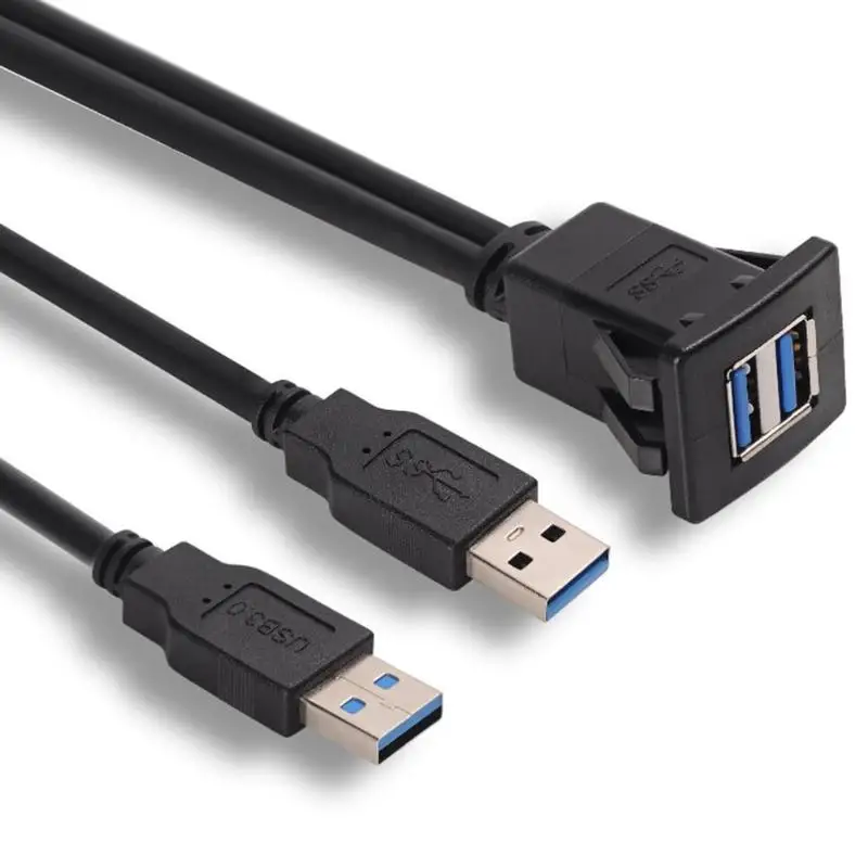 1 м/3,3 фута двойной USB3.0 штекер к USB3.0 женский автомобильный удлинитель для крепления на приборной панели автомобиля Ван торшер Заподлицо Двойной USB разъем Лидер продаж