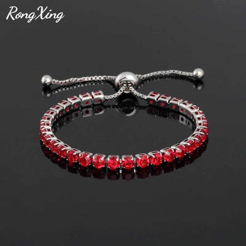 RongXing фиолетовые/красные кристаллы Кубический Цирконий Очаровательные браслеты