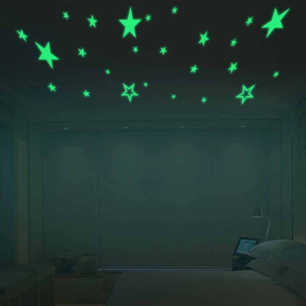 Cartoon Luminous Stars Wall Stickers Home Decor Living Room Bedroom