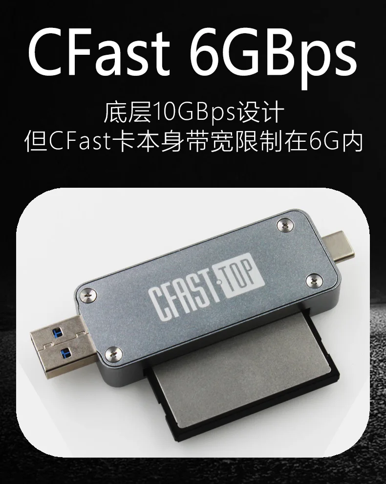 JEYI CFast Card Reader USB3.0 USB3.1 TYPE-C TYPE-A Dual Port USB-A USB-C Portable CFast2.0 Reader USB3.1 GEN2 10Gbps