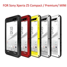 LOVE MEI waterproof case for Sony Xperia Z5 compact Z5 Premium case protection Cover armored metal phone bag case Tempered glass