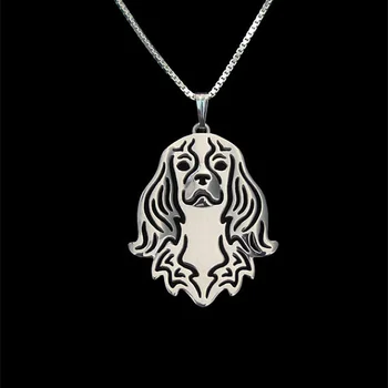 

Cavalier King Charles pendant necklace gold silver plated Simple abstract animal jewelry free ship