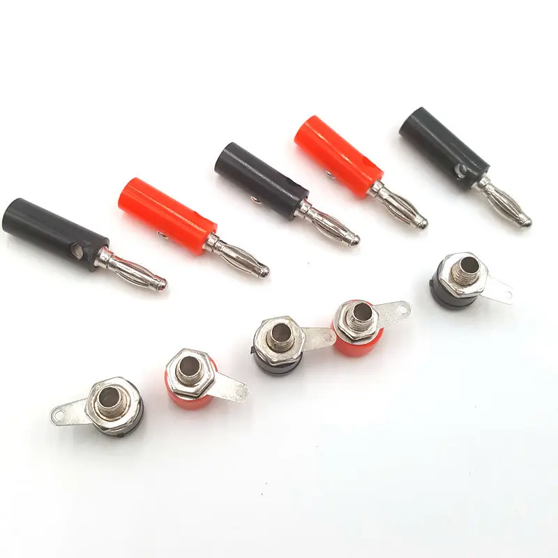 5 Pairs 4mm Banana Plug Banana Jack Socket Copper Dia 4 Banana Panel