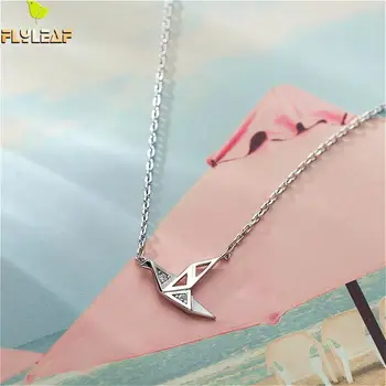 

Flyleaf Thousand paper crane Cubic zirconia Necklaces & Pendants 925 Sterling Silver Necklace For Women Fashion Fine Jewelry
