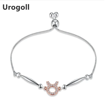 

New Taurus Constellation Charm Bracelets 925 Sterling Silver Pull Tie Chain Bracelet for women Resizable Fashion Girls Gifts
