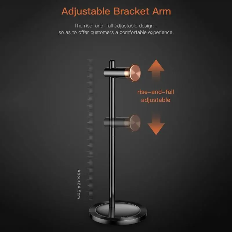 

Adjustable Headphone Holder Removable Headphone Stand Desk Table Metal Aluminum Alloy Texture Headphone Hanger Support