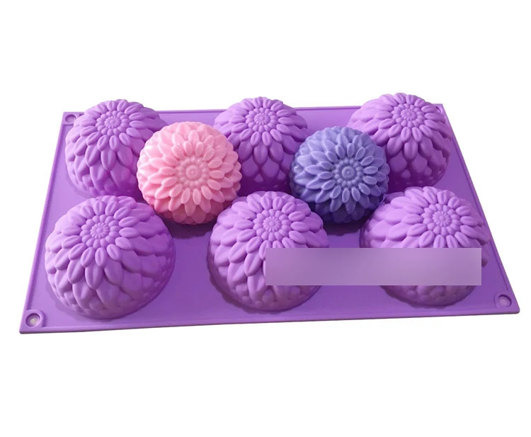 Силиконовая форма для шоколада форма для пудинга 6 отверстий цветы хризантемы формы мыло ручной работы изготовление пресс-форм ароматный, в форме косточки пресс-форм - Цвет: Розовый