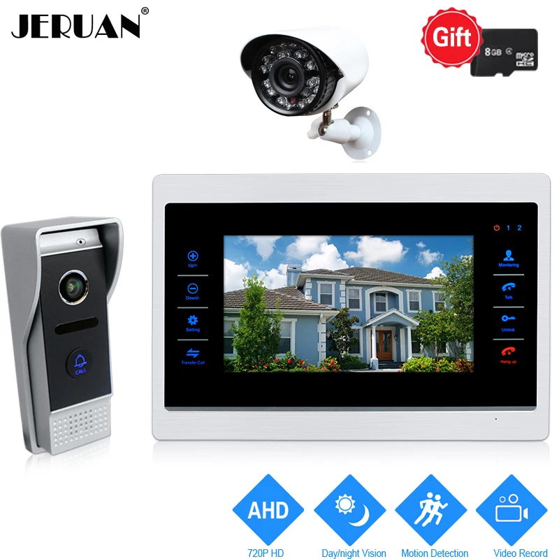 

JERUAN 10 inch 720P Video Door Phone Doorbell Intercom System Record Monitor +1.0MP COMS Camera With Motion Detection+AHD Camera