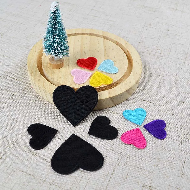 1 Piece Iron On Patches 4 Different Size Black Color Heart Patches For 