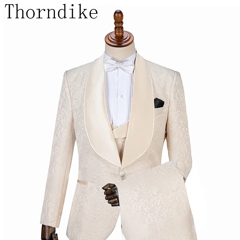 Mens Suit Groom Tuxedos Shawl Lapel Groomsmen Best Man Three Pieces Wedding