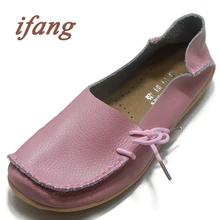 ifang 2017 Genuine Leather Women Ballet Flats Shoes Woman Flat Driving Shoes Women’s Genuine Leather Nurse Casual Shoes