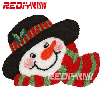 

DIY Carpet Rug Latch Hook Kits Acrylic Yarn Embroidery Floor Mat Snowboy & Hat Pre-Printed Canvas Wall Hanging Modern Art Crafts